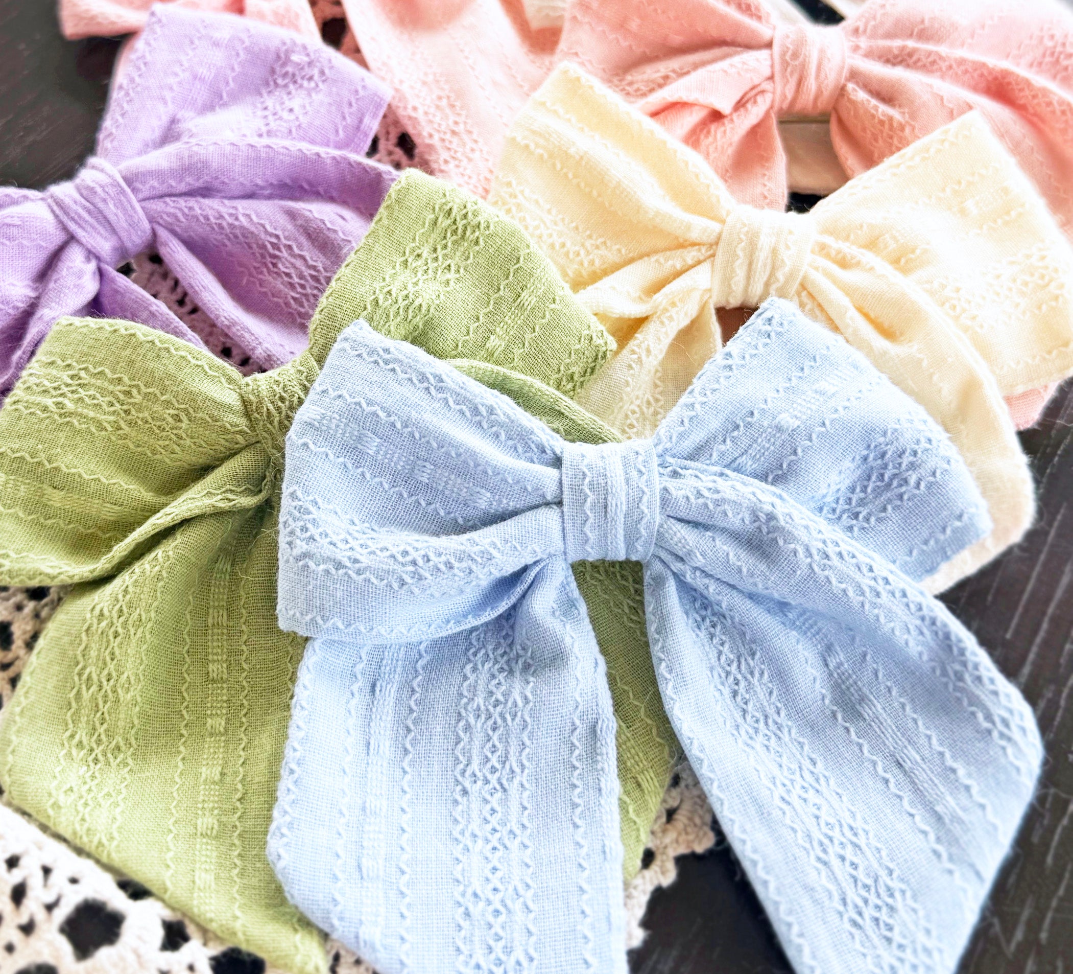 Cotton fabric Bows, Hair Clips, Baby Headbands, Ready to post