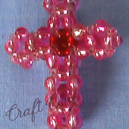 Pink and red cross brooch pin