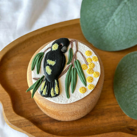 Black cockatoo Trinket Ring box