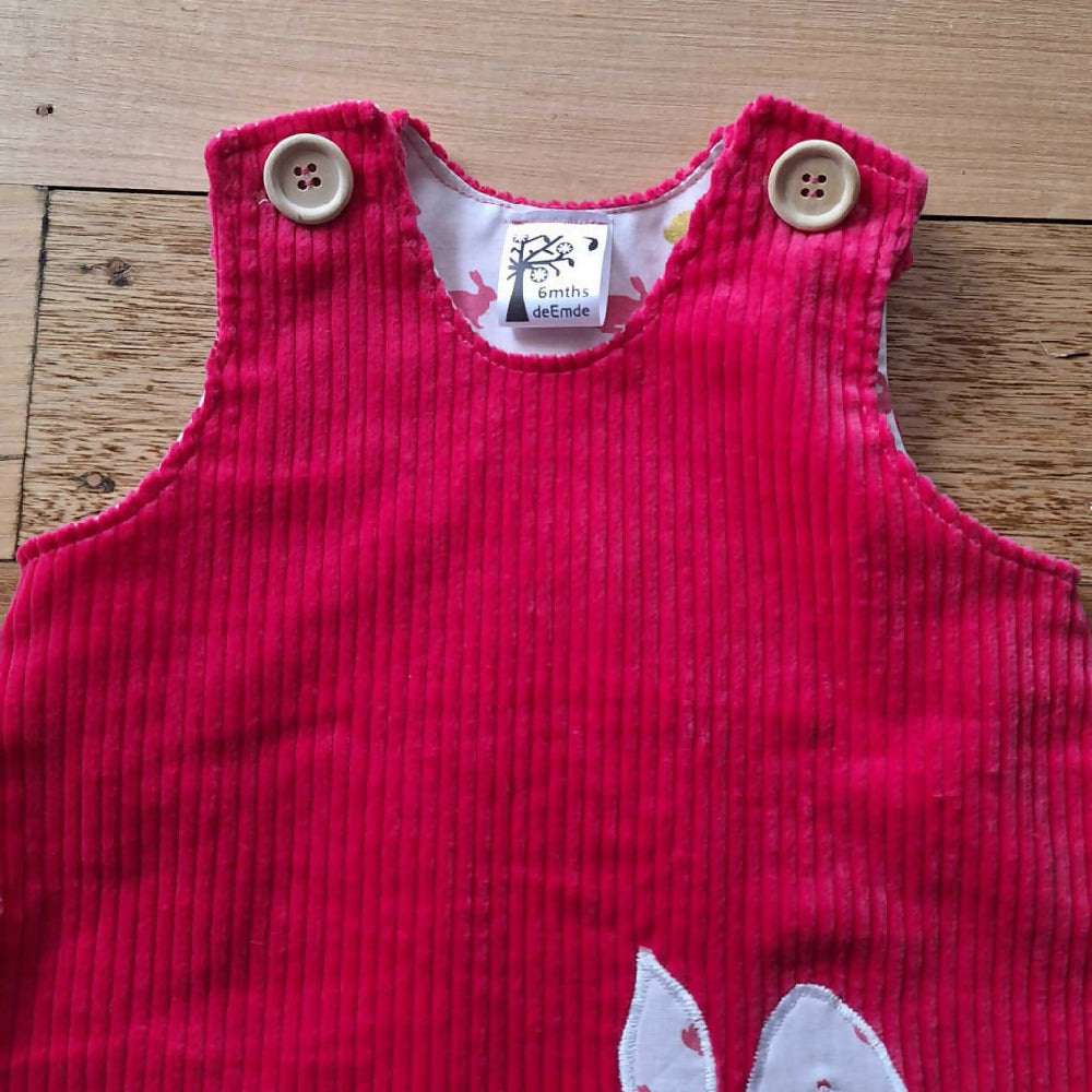 Baby Girls Pink Corduroy Dress | 6-9mths | Rabbit Applique