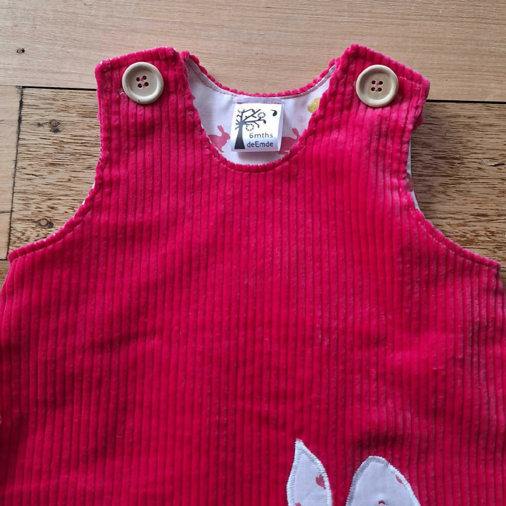 Baby Girls Pink Winter Cord Dress | 6-9mths | Rabbit Applique