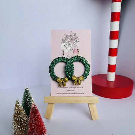 Sparkly Christmas Wreath Earrings