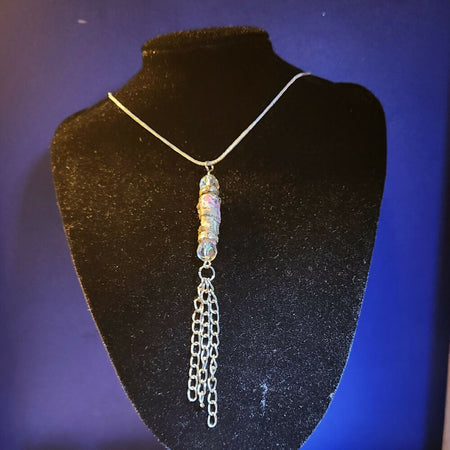 Pendant necklace, Tyvek bead with chain.