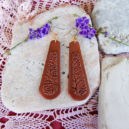 Brown & Bronze Polymer Clay Earrings 