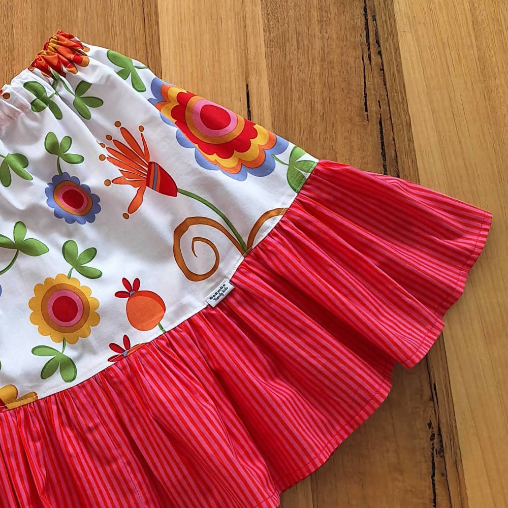 Handmade Girls Ruffle Trim Skirt | Size 3 or 6 years