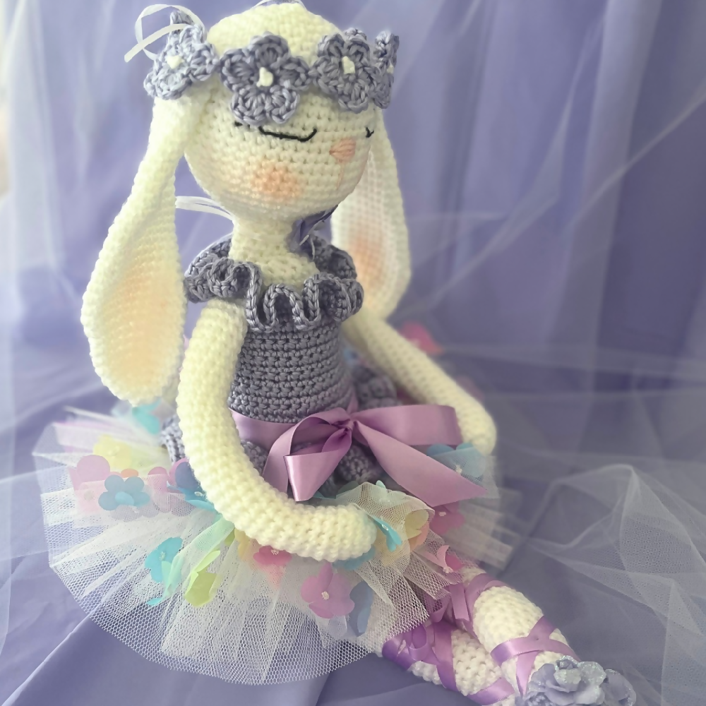 Crochet Bunny Ballerina Soft Doll, Crochet Bunny Doll