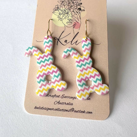 Cute Squiggly lines Easter Bunny Earrings