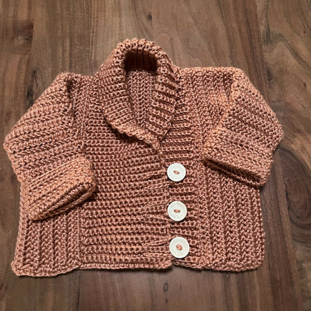 Hand made crocheted boys cardigan