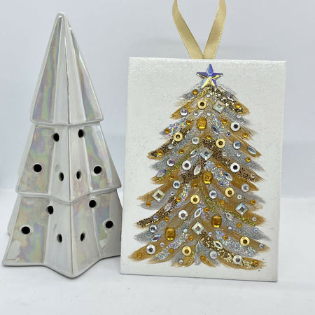 Gold & Silver Christmas tree painting