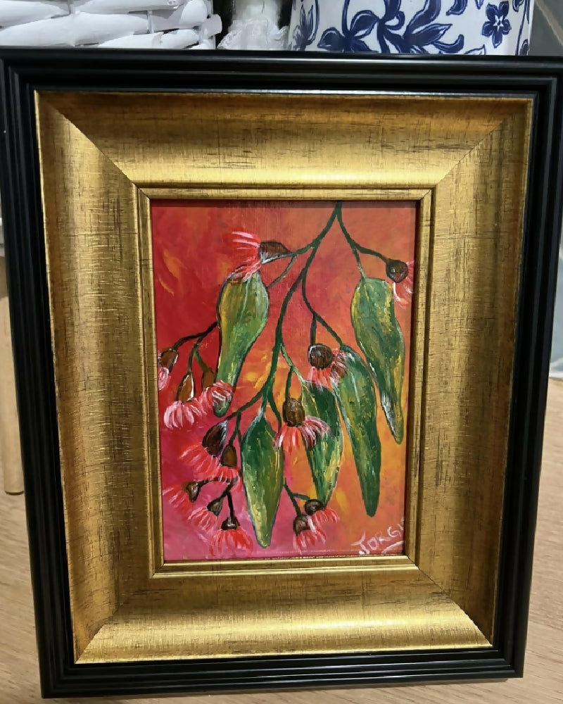 framed acrylic botanical gum nut blossom