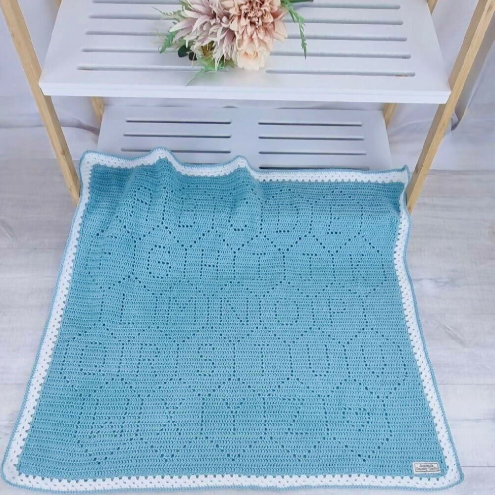 ABC Baby Blanket Teal Acrylic 4