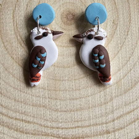 Kookaburra Dangle Earrings,Handmade Polymer Clay Kookaburra Earrings