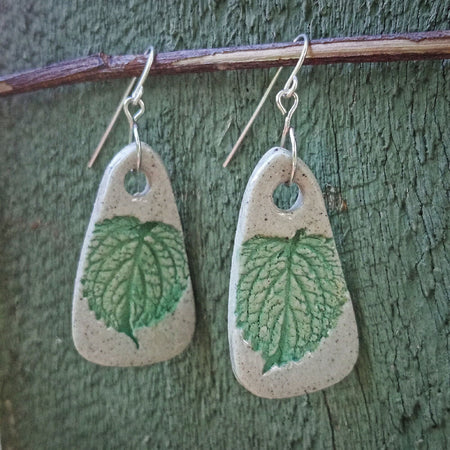 Hand made botanical print leaf earrings