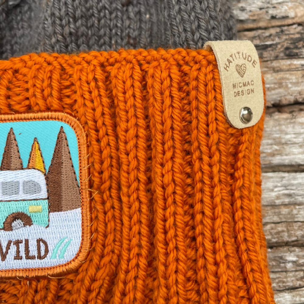 HATITUDE Orange & Grey Merino Beanie with Patch