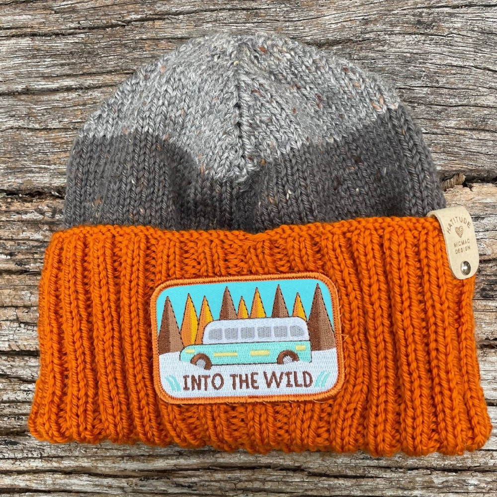 HATITUDE Orange & Grey Merino Beanie with Patch
