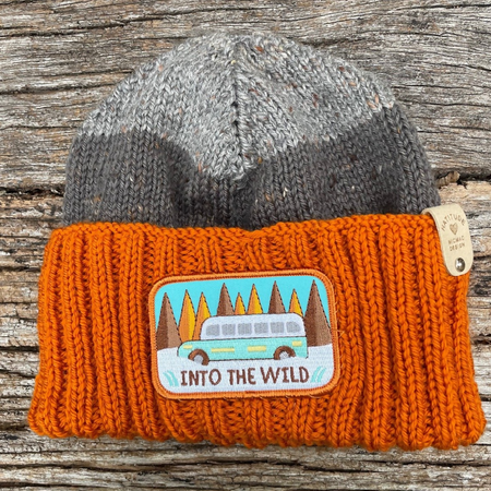 HATITUDE Orange & Grey Merino Beanie with Patch