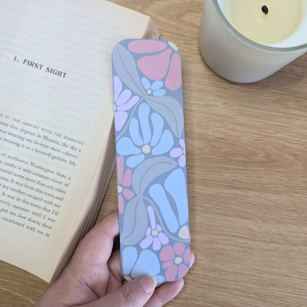 flowers bookmark green grey