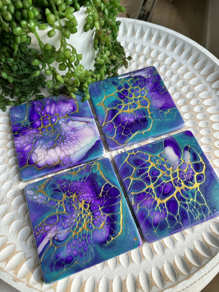 Cosmic Resin-coated Coasters - Set of 4