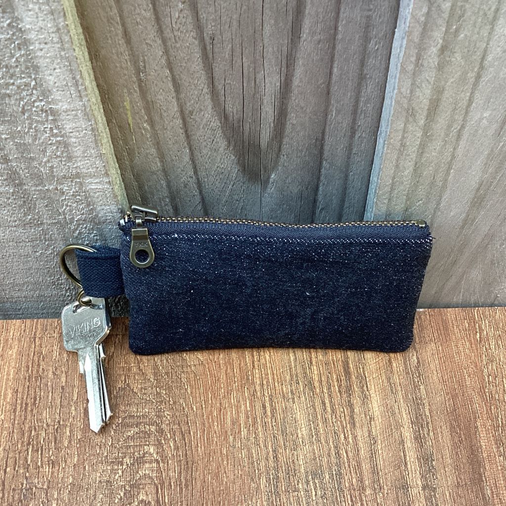 Small Keyring Pouch - Black Upcycled Denim