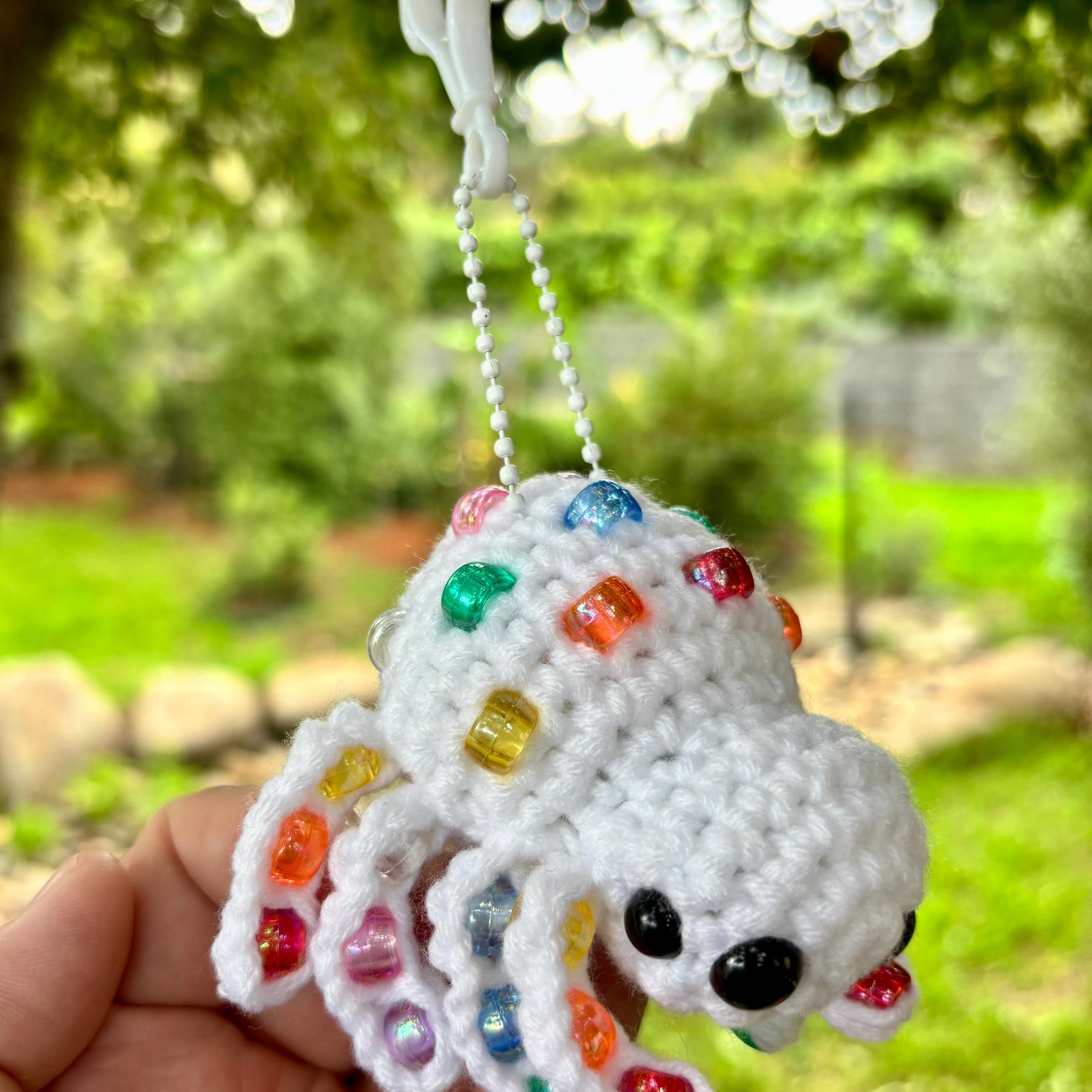 Spider Beaded Fidget Crochet Toy Rainbow Keychain Bag Tag