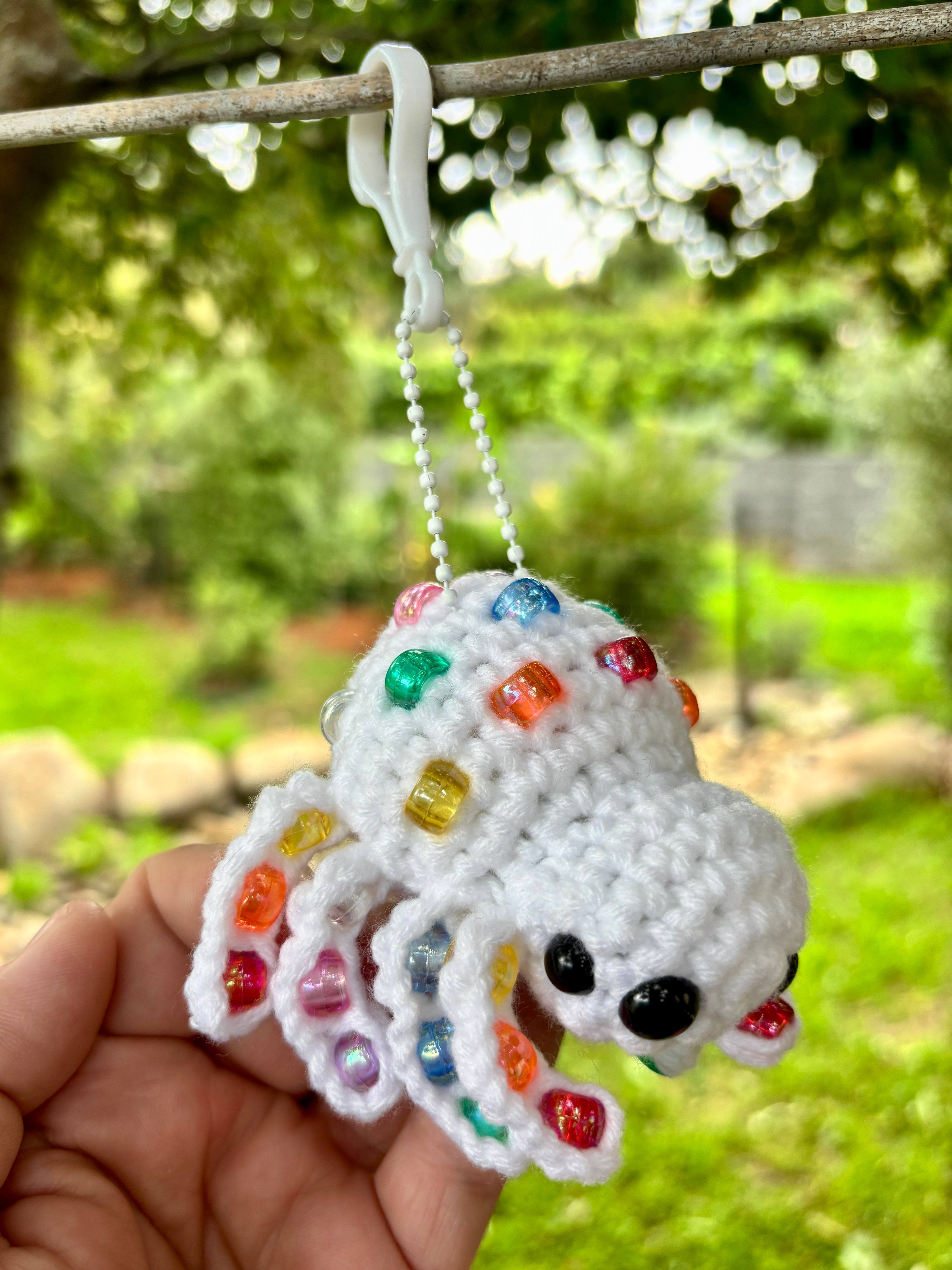 Spider Beaded Fidget Crochet Toy Rainbow Keychain Bag Tag