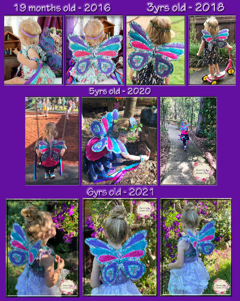 Butterfly fabric wings, Embroidered Mask, Dancing ribbons, Made to order