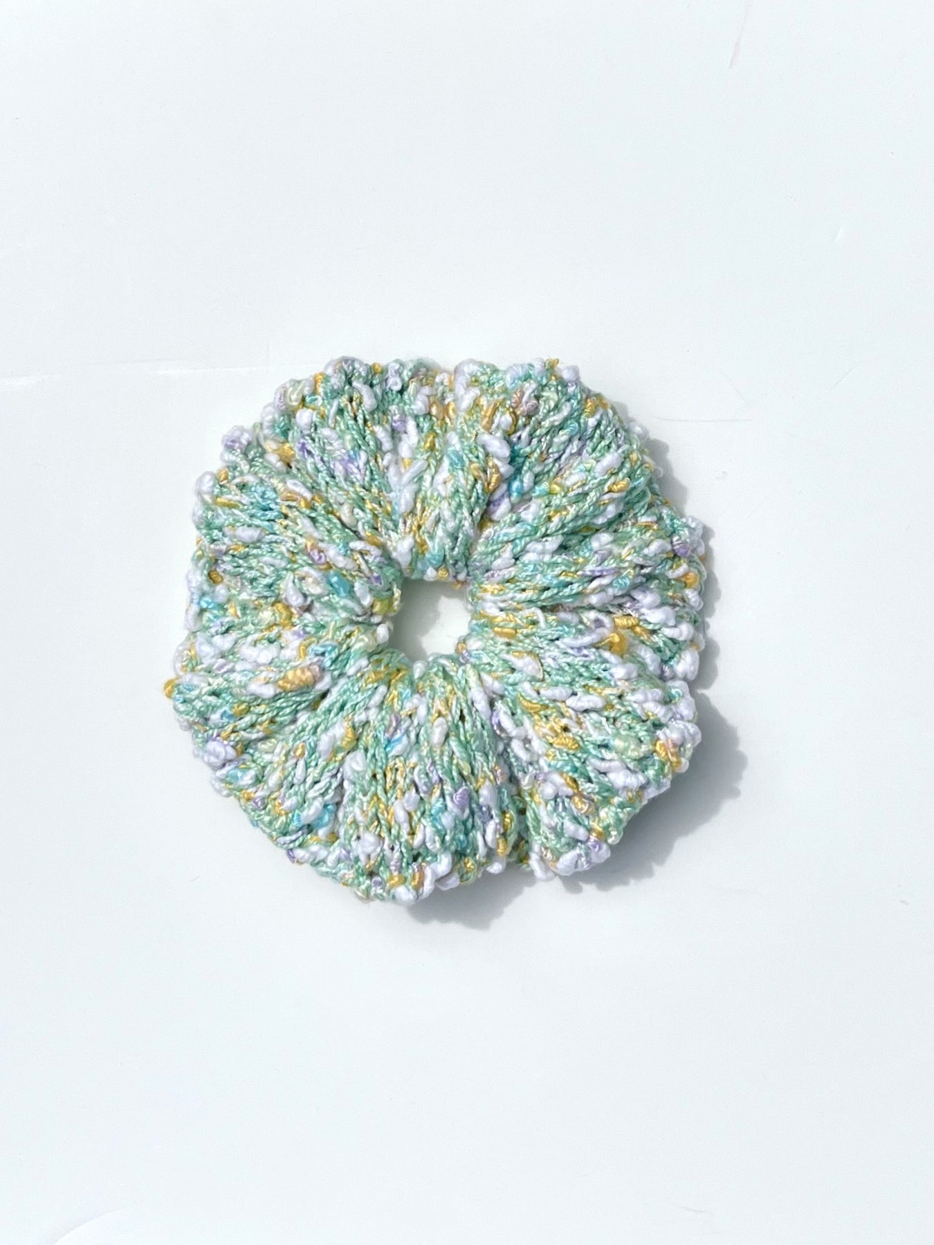 Artisan Statement Knitted Scrunchie | Gift Ready | Mint Green Speckled | Handmade | One of a Kind