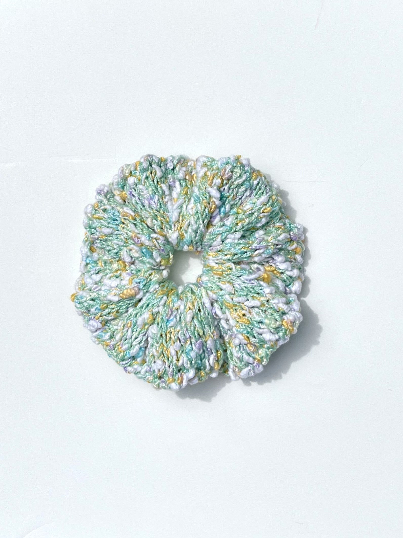 Artisan Statement Knitted Scrunchie | Gift Ready | Mint Green Speckled | Handmade | One of a Kind