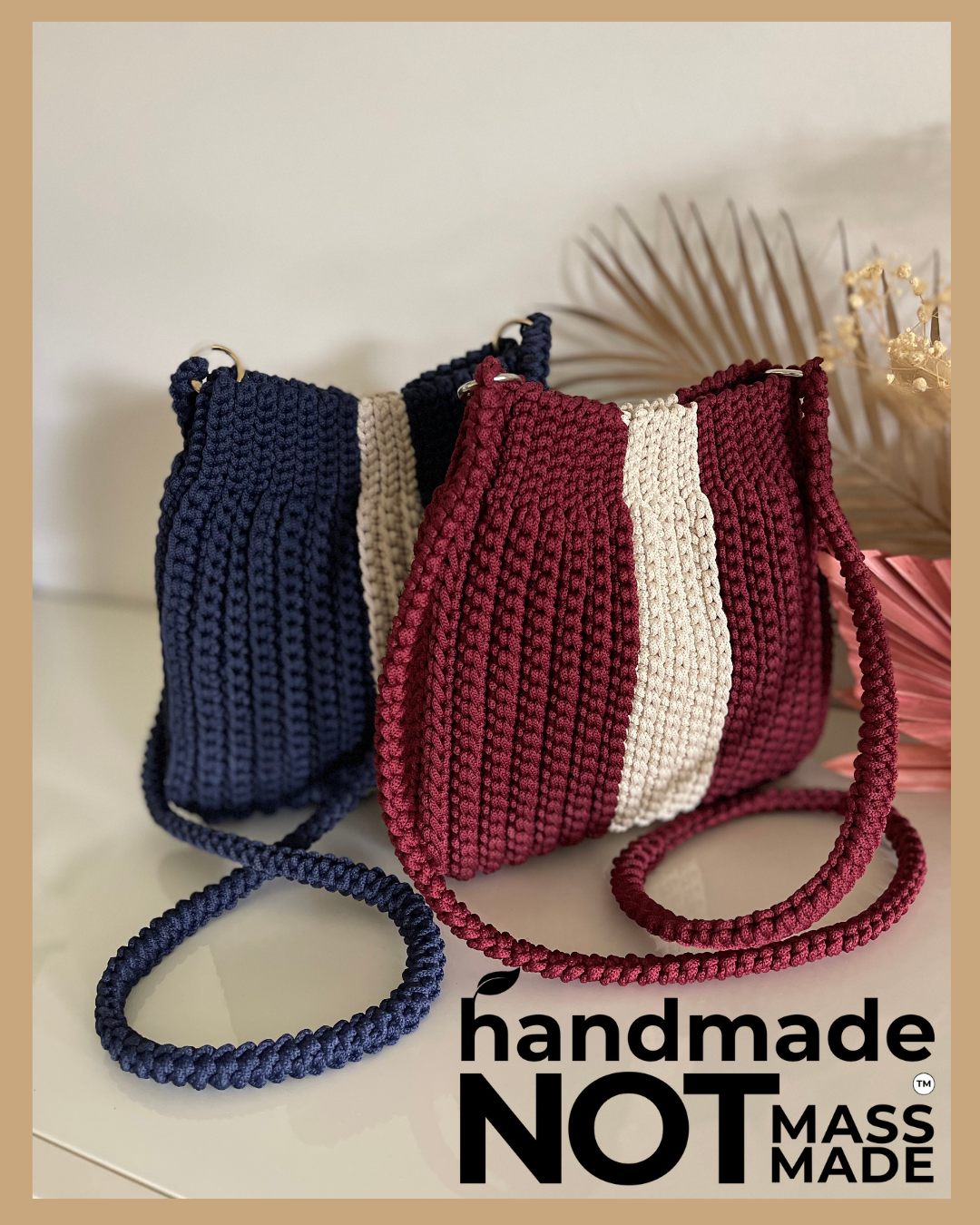 Handmade Crochet Shoulder Crossbody bag 23cm x 25cm with 105cm Adjustable Strap