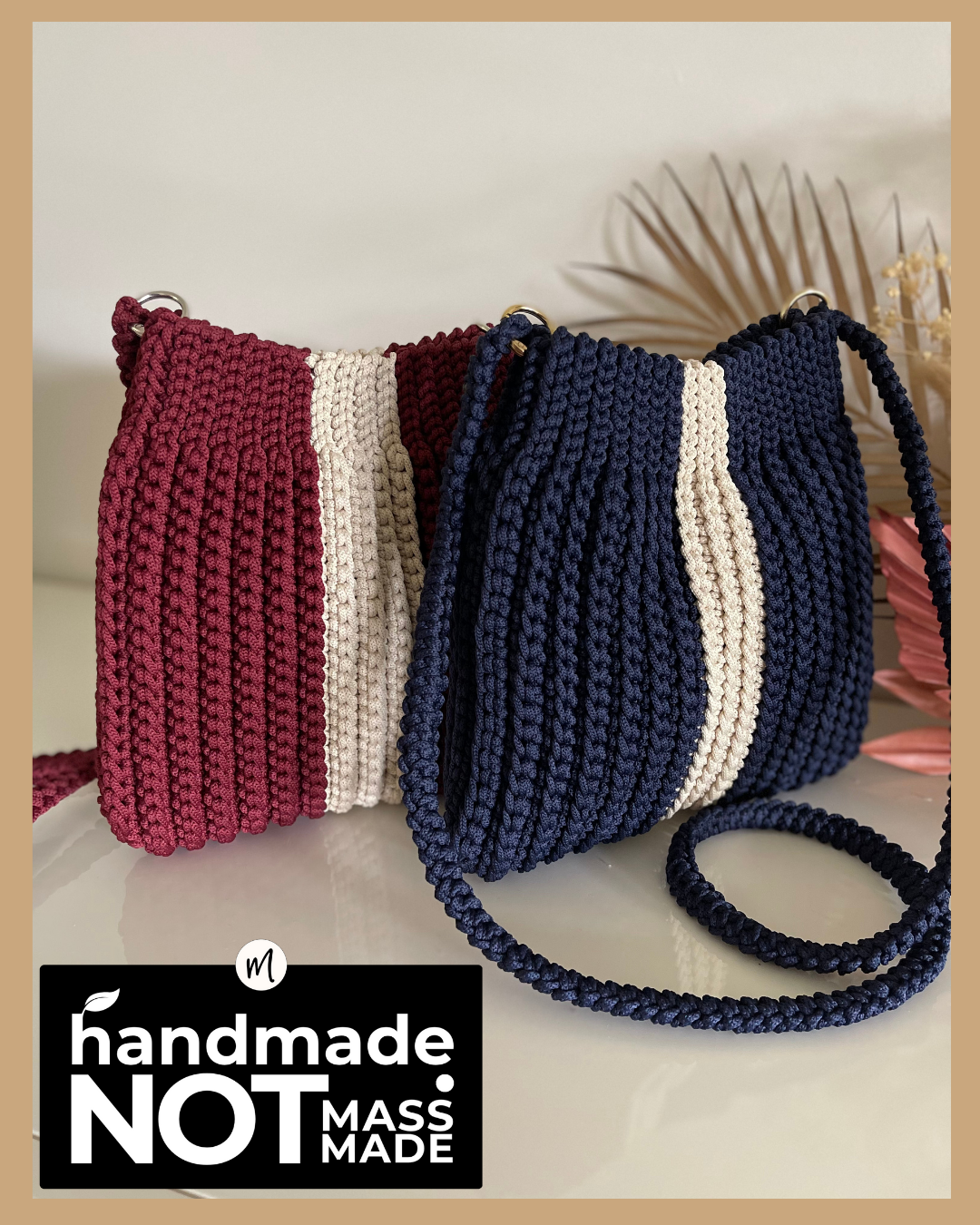 Handmade Crochet Shoulder Crossbody bag 23cm x 25cm with 105cm Adjustable Strap