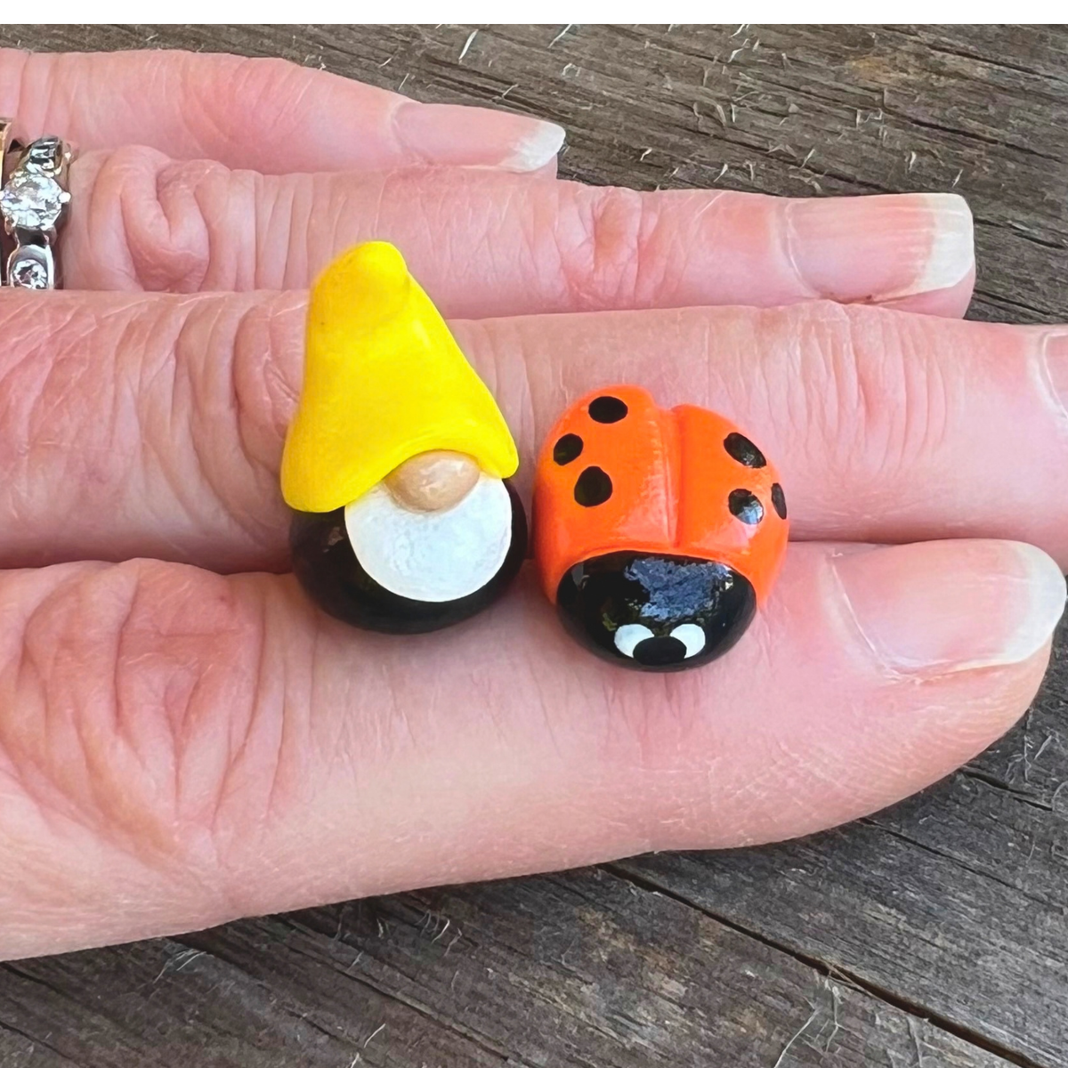 Mini Polymer Clay Gnome & Ladybug Sets