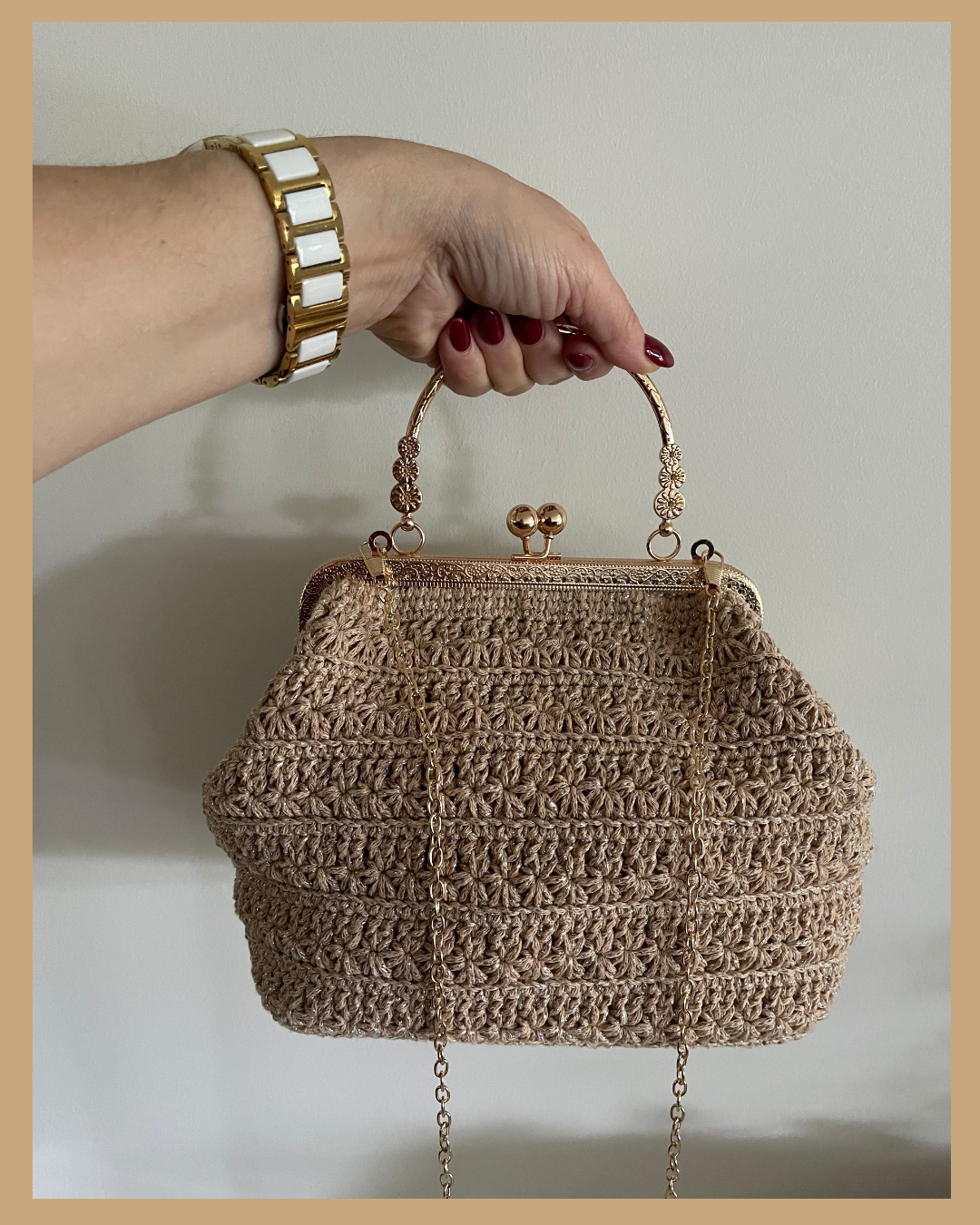 Handmade Crochet Clutch Bag / Evening Bag with Chain Strap