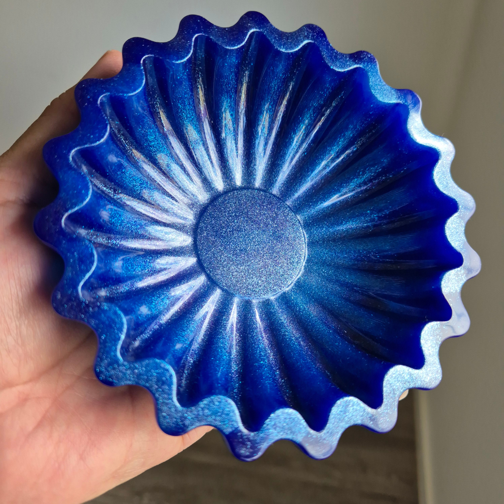 Cobalt Blue Shimmer Fluted Trinket Bowl