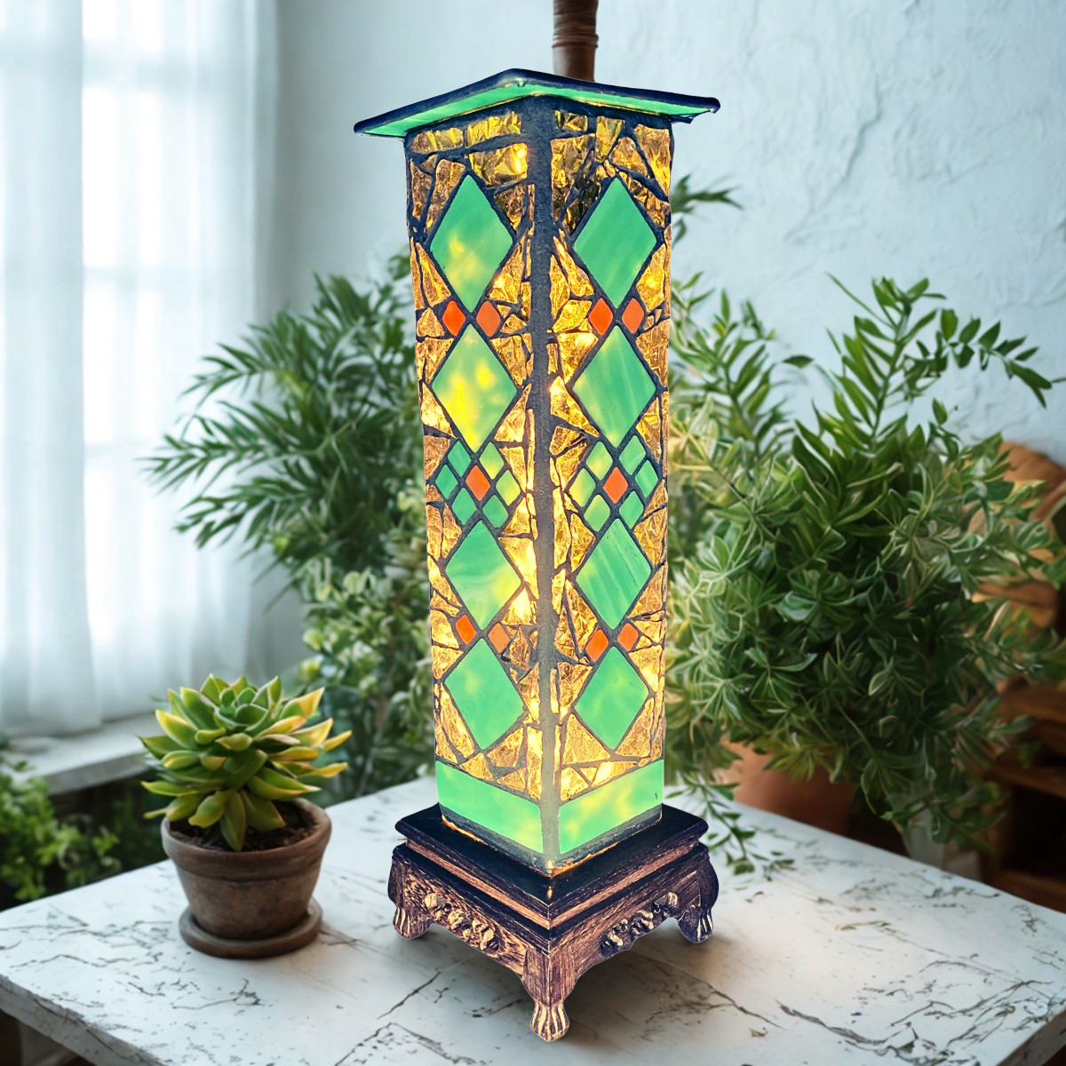 Glass Light Sculpture | Sage