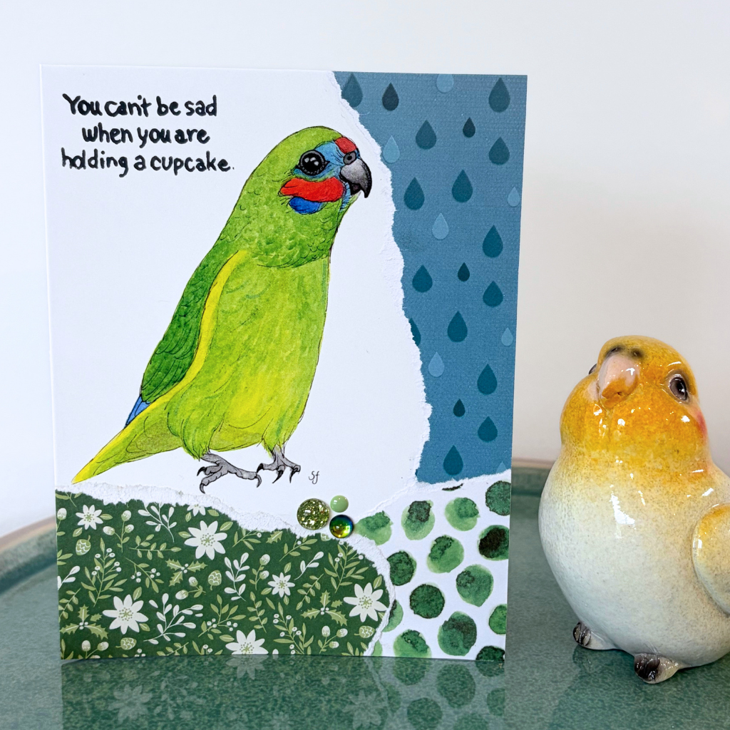 Fig parrot "cupcake" card