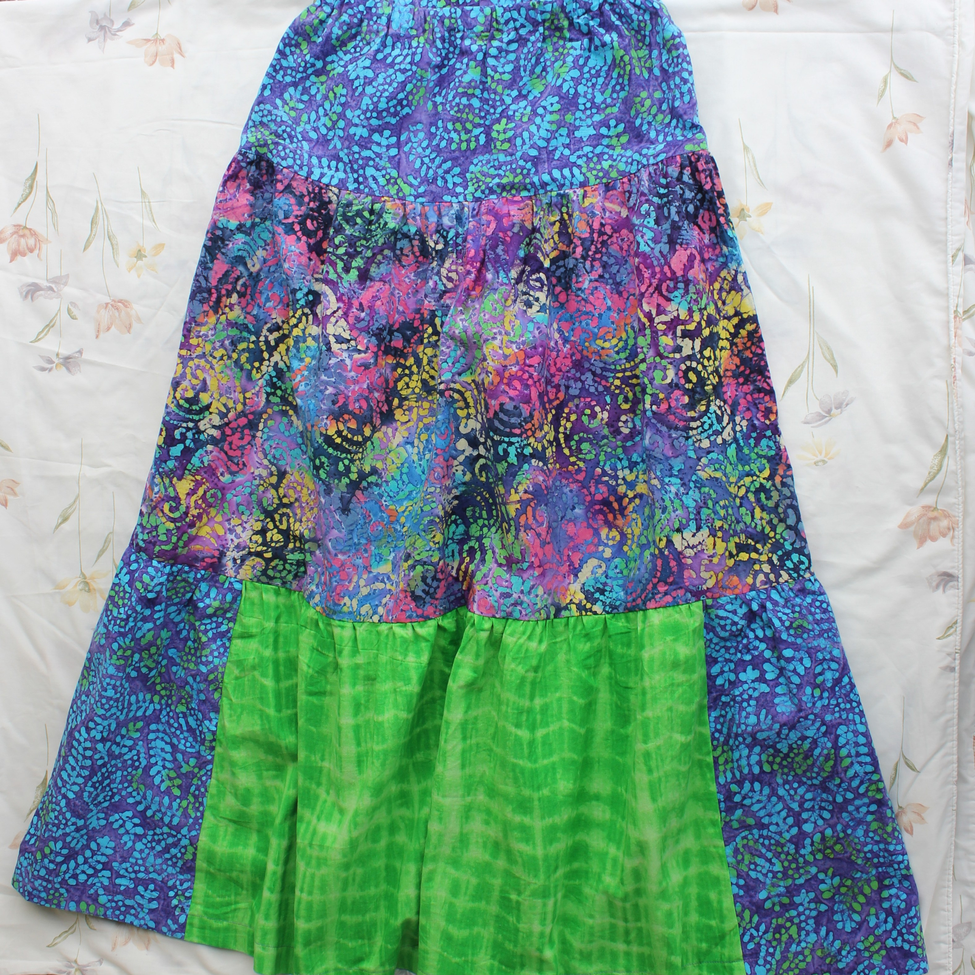 Womens Maxi Skirt, Size Small, Multicoloured Batiks.
