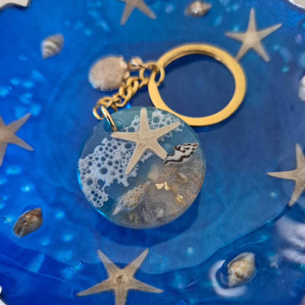 Handmade Beach-Themed Resin Keychain