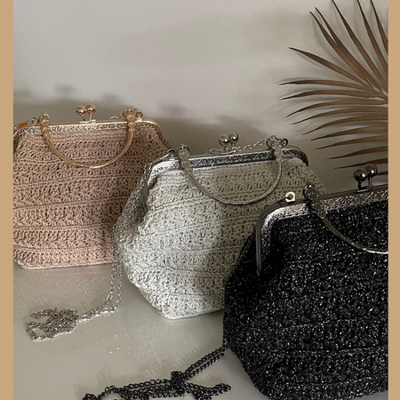 Handmade Crochet Clutch Bag / Evening Bag with Chain Strap