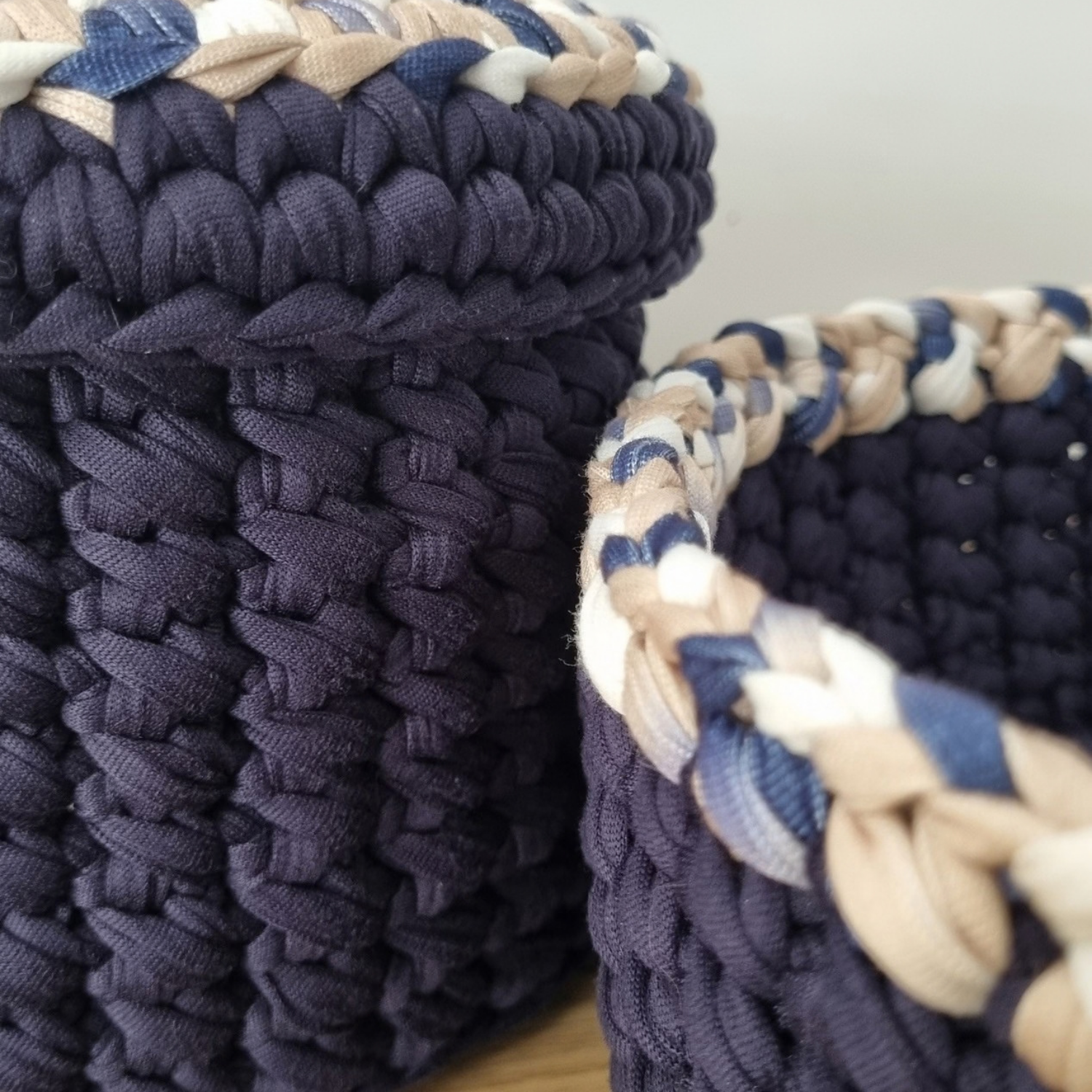 Crochet Basket Navy T-Shirt Yarn