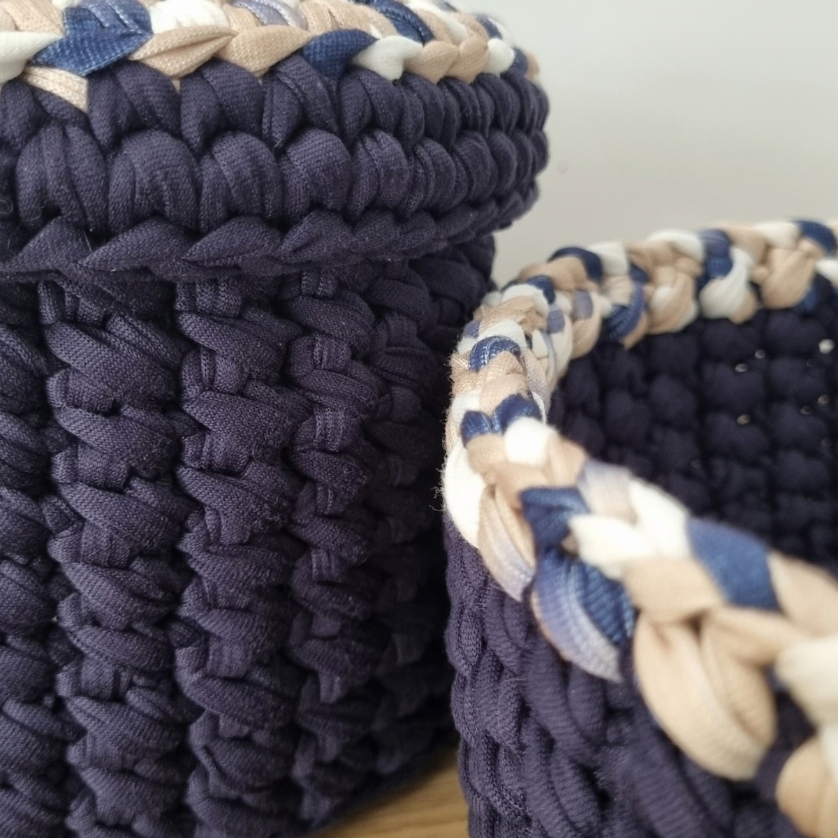 Crochet Basket Navy T-Shirt Yarn