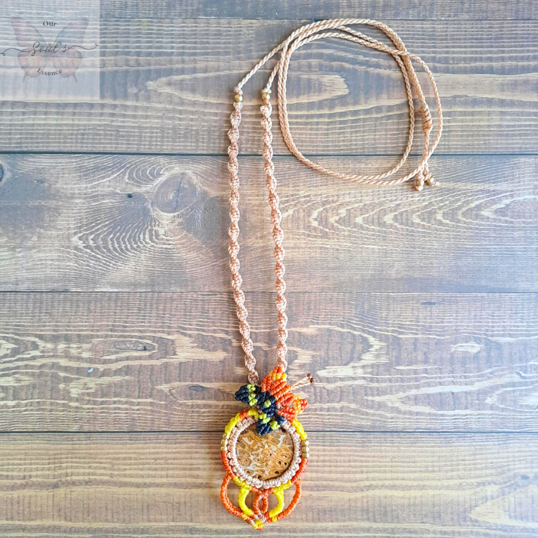Palm Wood Micro Macramé Necklace