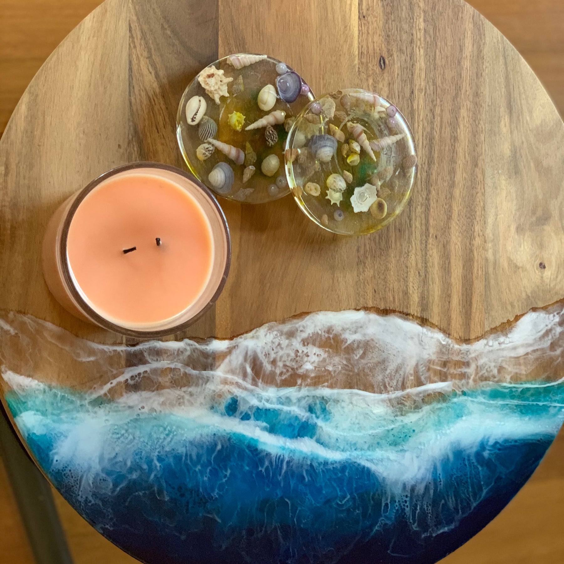 Lazy Susan | Beach waves | charcuterie board | round platter | Grazing board