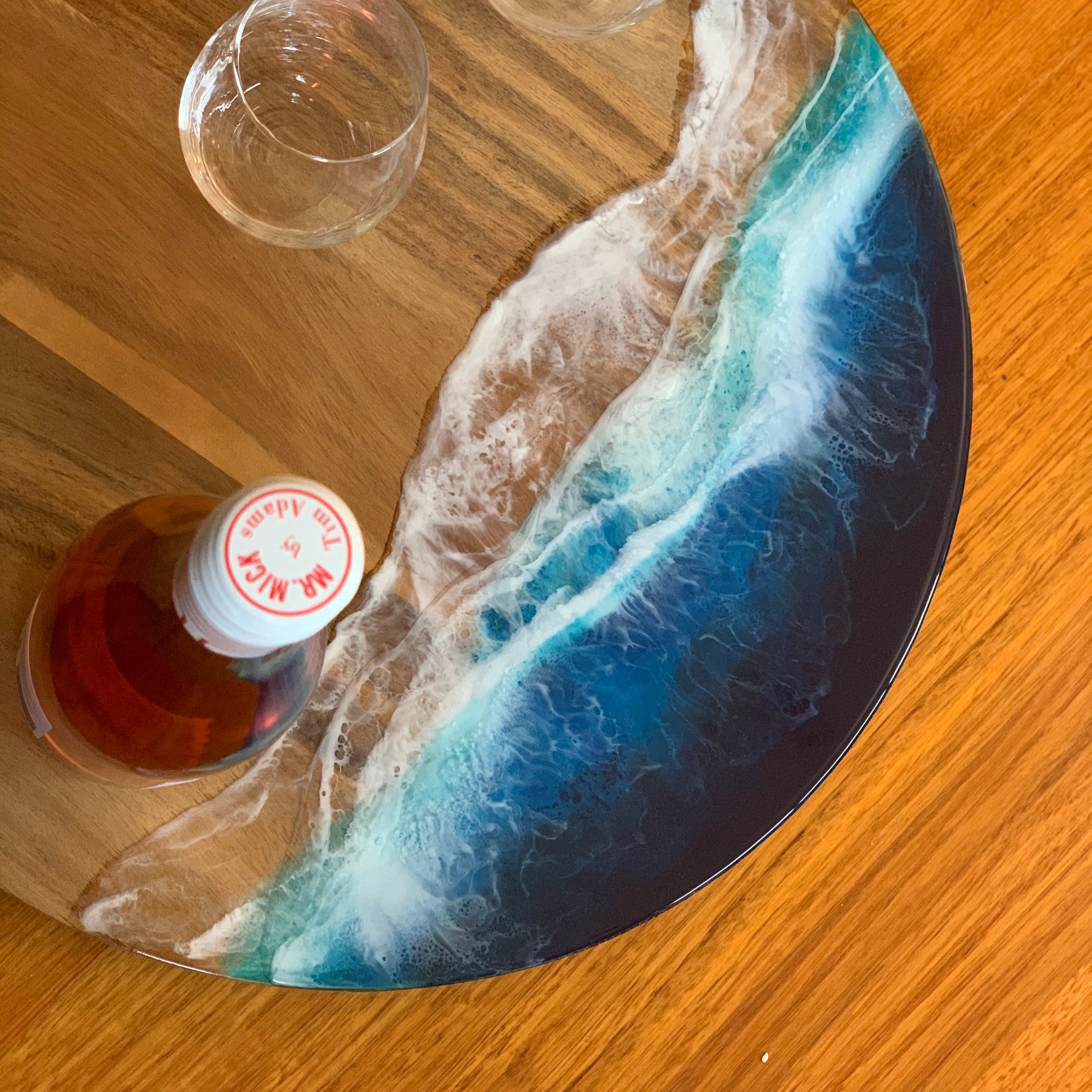 Lazy Susan | Beach waves | charcuterie board | round platter | Grazing board