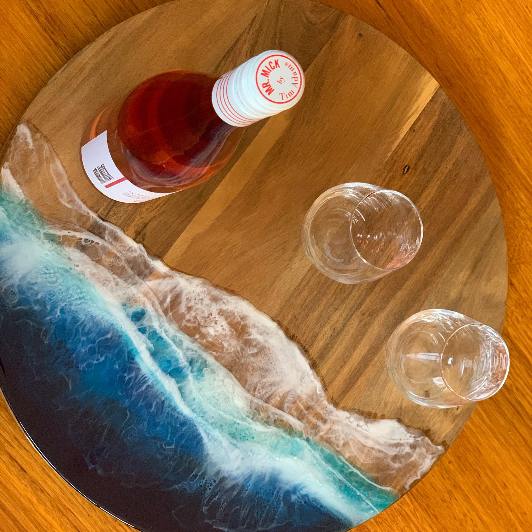 Lazy Susan | Beach waves | charcuterie board | round platter | Grazing board