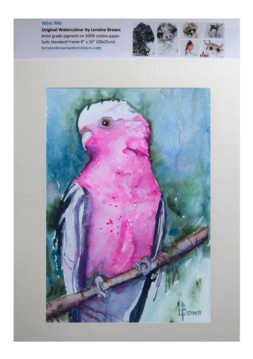 Mini Me #190 Galah Original Watercolour Painting