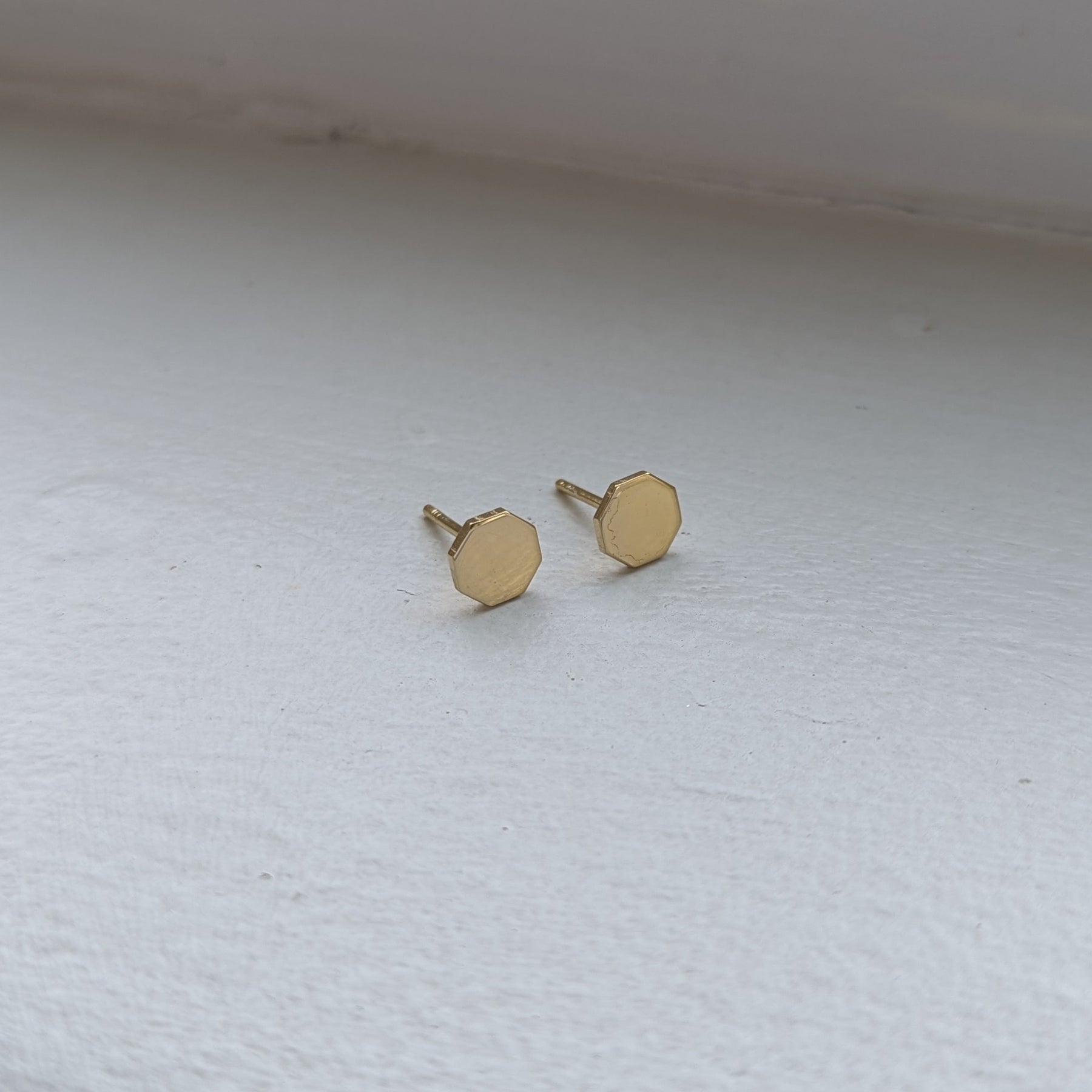 handmade gold plated plain octagon studs