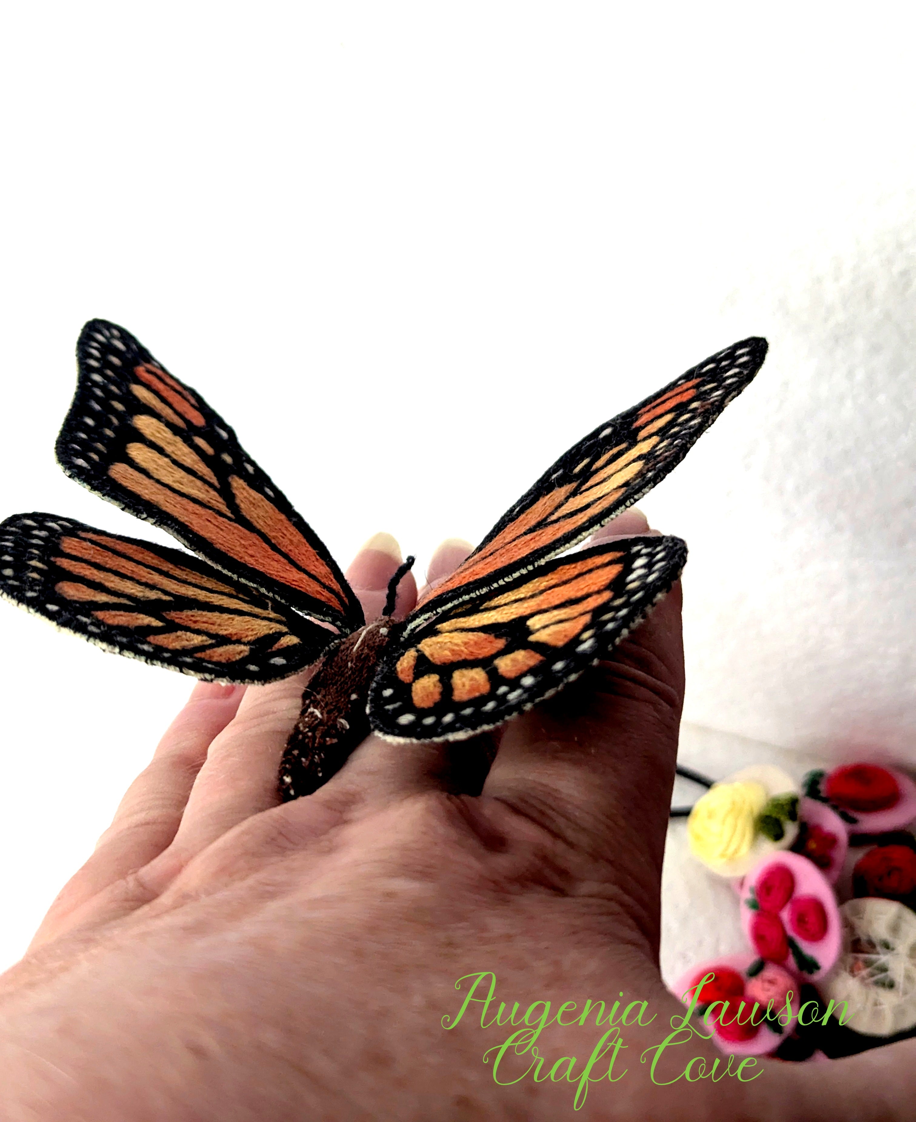 Lifesize Stumpwork Butterfly Brooch – Hand Embroidered 3D Textile Art