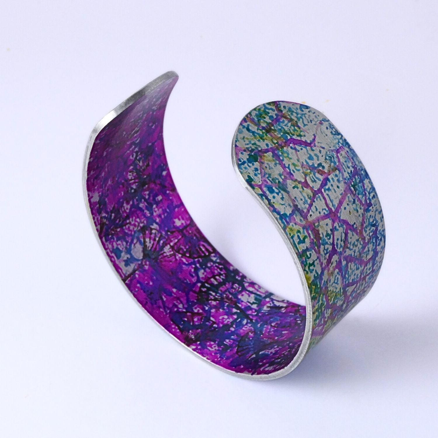 Anodized aluminium bangle hand printed Jigsaw Collection - AB021