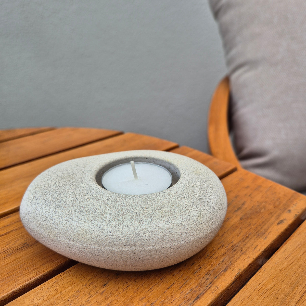 Large eco-stone pebble shaped tealight candle holder