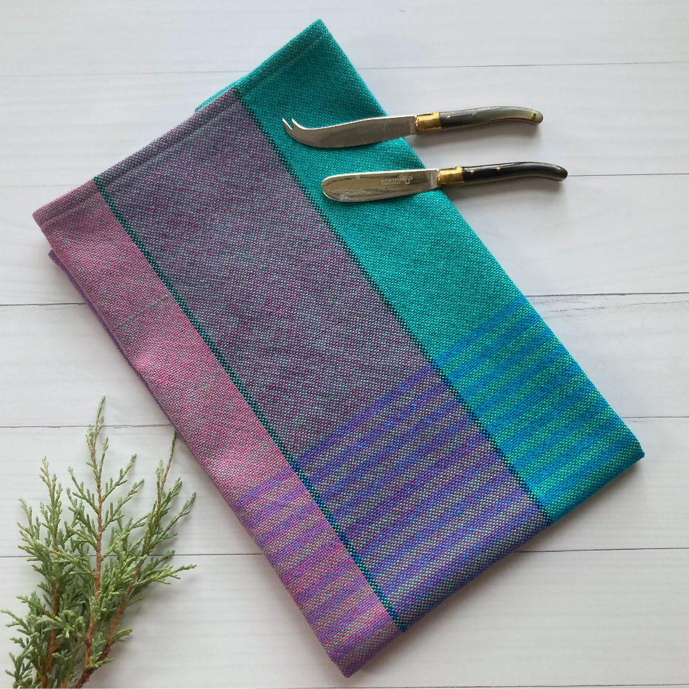 Blue-green-stripe-whole-folded-tea-towel-handwoven-entangled-happiness-handwovens